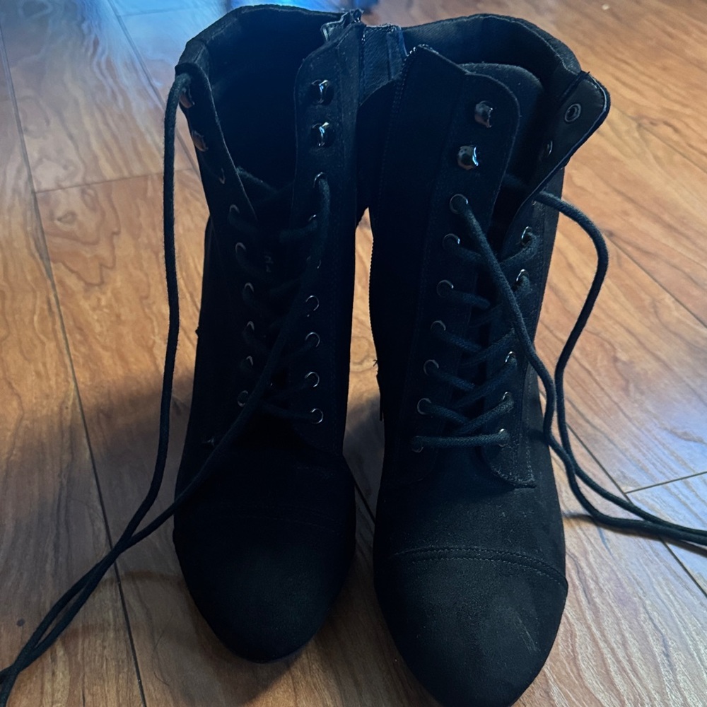 Madden Girl Black Lace-Up Boots